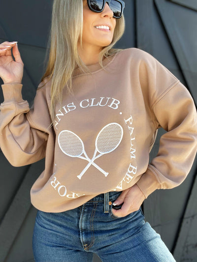 LELIS sweatshirt Palm Beach Tennis Club Sweatshirt-Tan