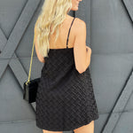 Textured Woven Mini Dress-Black - Infinity Raine