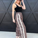 Leopard And Lace Track Pants In Brown - Infinity Raine