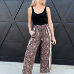 Leopard And Lace Track Pants In Brown - Infinity Raine