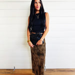 Leopard Print Satin Maxi Skirt - Infinity Raine