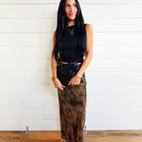 Leopard Print Satin Maxi Skirt - Infinity Raine