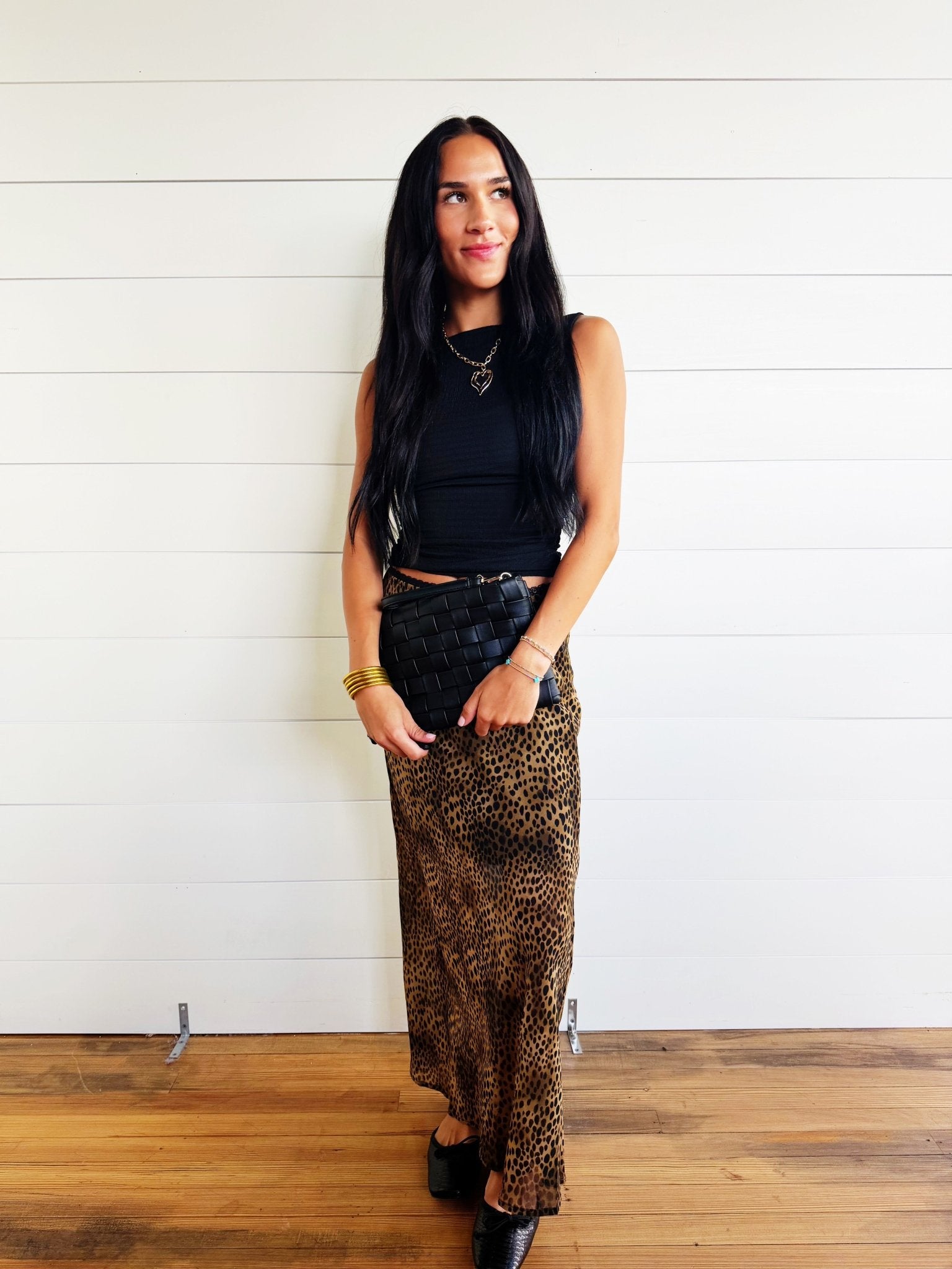 Leopard Print Satin Maxi Skirt - Infinity Raine
