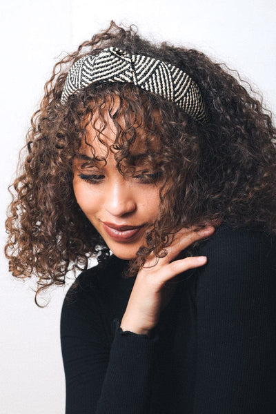 Bohemian Straw Knotted Headband-Black - Infinity Raine
