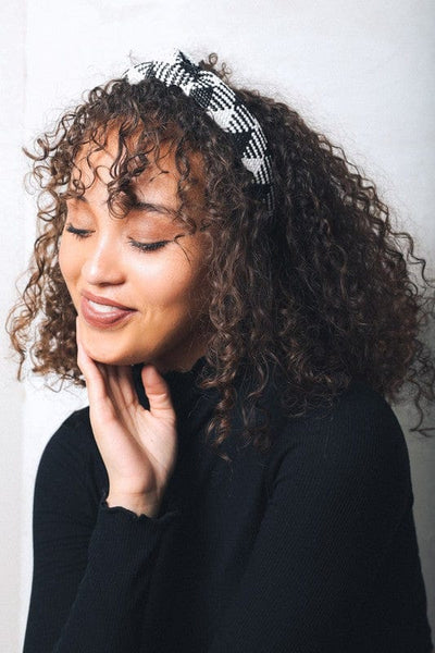 Bohemian Straw Knotted Headband-Black/White - Infinity Raine