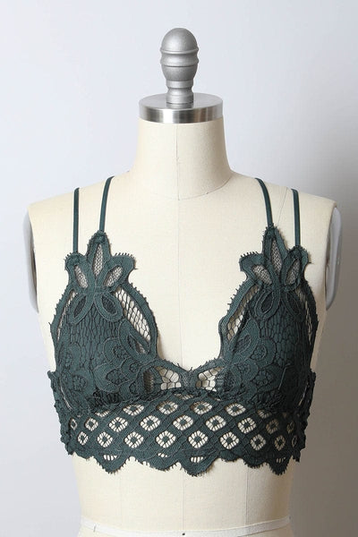 Padded Crochet Longline Bralette-Emerald - Infinity Raine