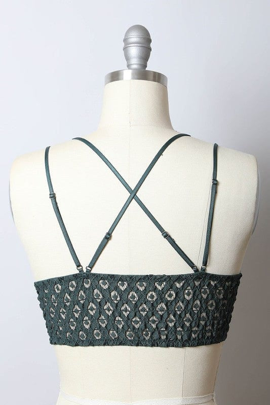 Padded Crochet Longline Bralette-Emerald - Infinity Raine