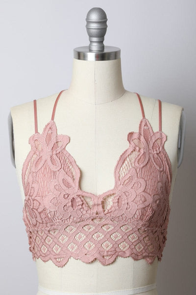 Padded Crochet Longline Bralette-Mauve - Infinity Raine