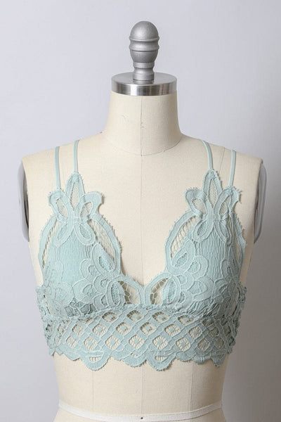 Padded Crochet Longline Bralette-Sage - Infinity Raine