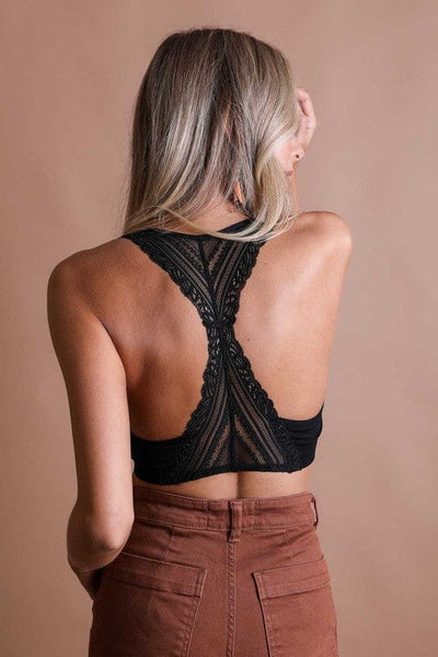 Seamless Cute and Comfy Racerback Bralette-Black - Infinity Raine