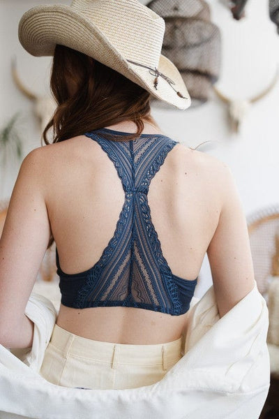 Seamless Cute and Comfy Racerback Bralette-Navy - Infinity Raine