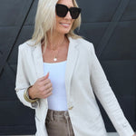 Linen Blazer With Gold Button In Natural - Infinity Raine