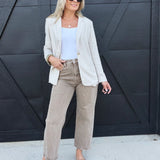 Linen Blazer With Gold Button In Natural - Infinity Raine