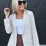 Linen Blazer With Gold Button In Natural - Infinity Raine