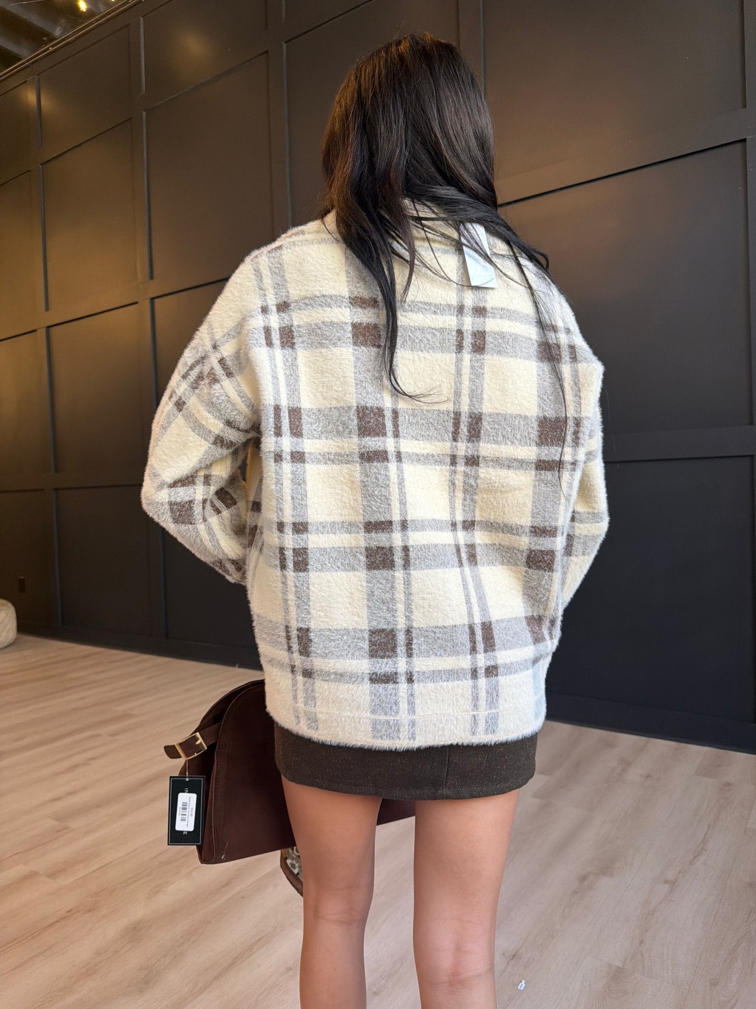 Lola Plaid Coat in Cream Brown - Infinity Raine