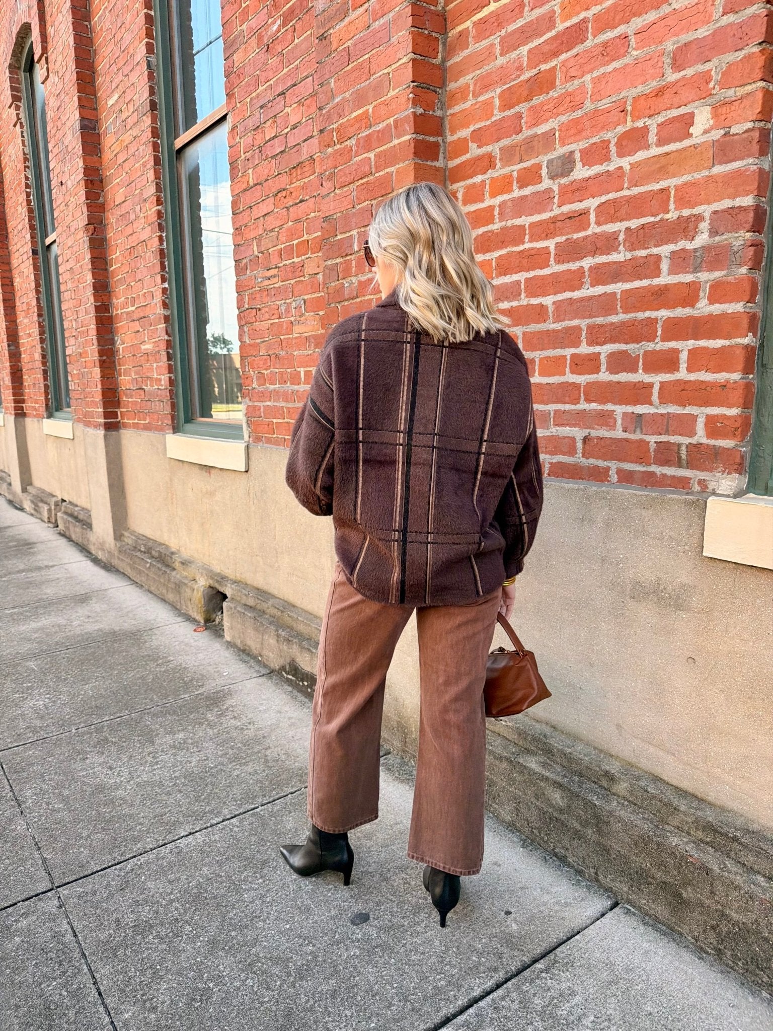 Lola Plaid Sweater Jacket In Oak Multi - Infinity Raine