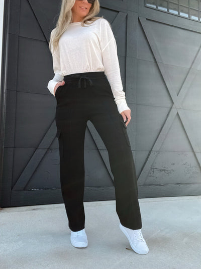 love poem BOTTOMS Cargo Sweatpants-Black