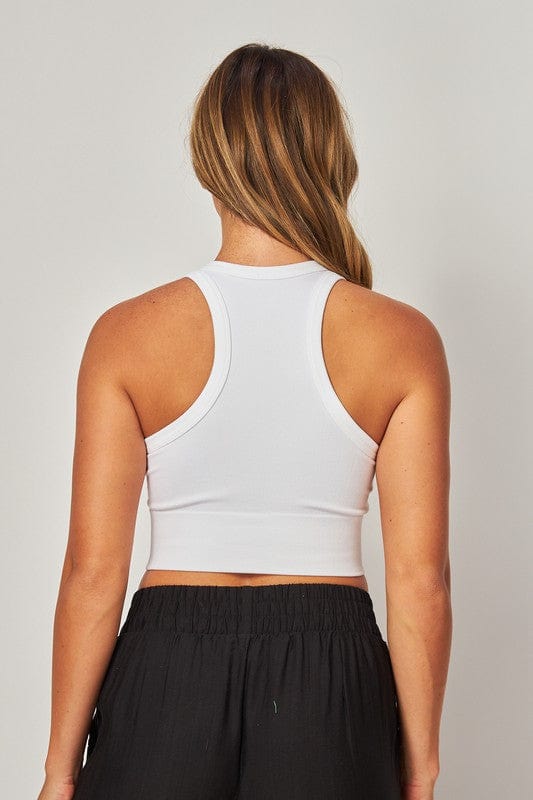 Seamless High Neck Bra-White - Infinity Raine