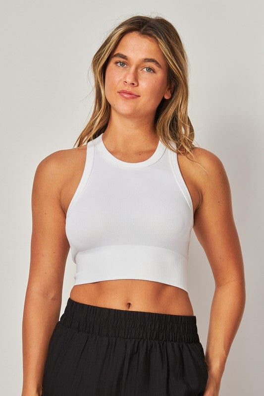 Seamless High Neck Bra-White - Infinity Raine