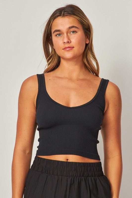 Ribbed Seamless V-Neck Crop-Multi - Infinity Raine