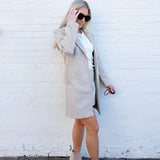 LOVE TREE Outerwear - Jackets & Coats Notched Lapel Long Sleeve Coat In Oatmeal