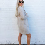 LOVE TREE Outerwear - Jackets & Coats Notched Lapel Long Sleeve Coat In Oatmeal