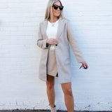 LOVE TREE Outerwear - Jackets & Coats Notched Lapel Long Sleeve Coat In Oatmeal