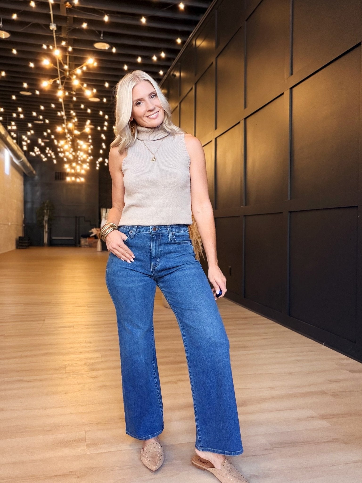 L.T.J. Dark Paola Wide Leg Jeans - Infinity Raine
