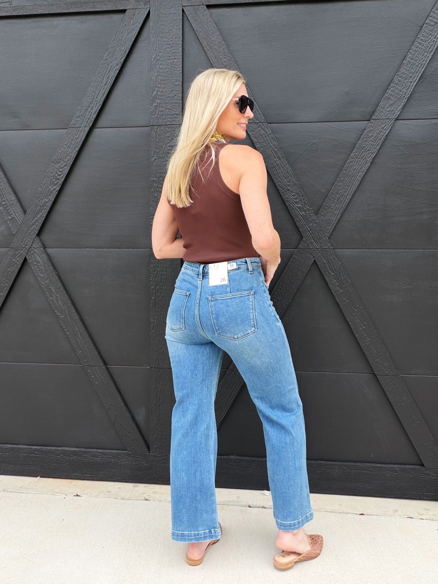 L.T.J Diamond Pocket Wide Leg Jean In Medium - Infinity Raine