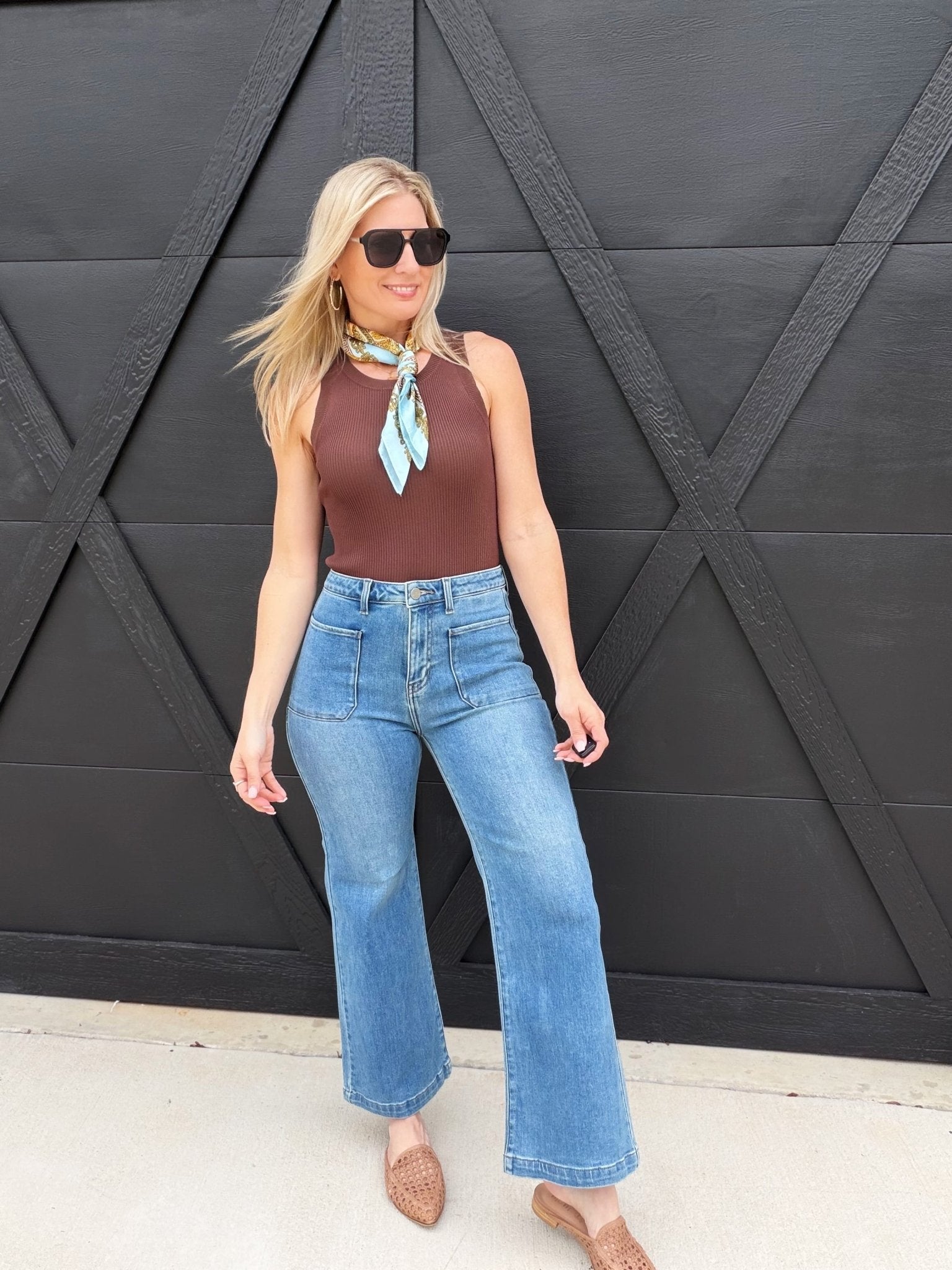 L.T.J Diamond Pocket Wide Leg Jean In Medium - Infinity Raine