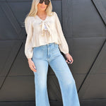 L.T.J Front Patch Pocket Wide Leg Jean In Light - Infinity Raine