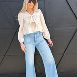 L.T.J Front Patch Pocket Wide Leg Jean In Light - Infinity Raine