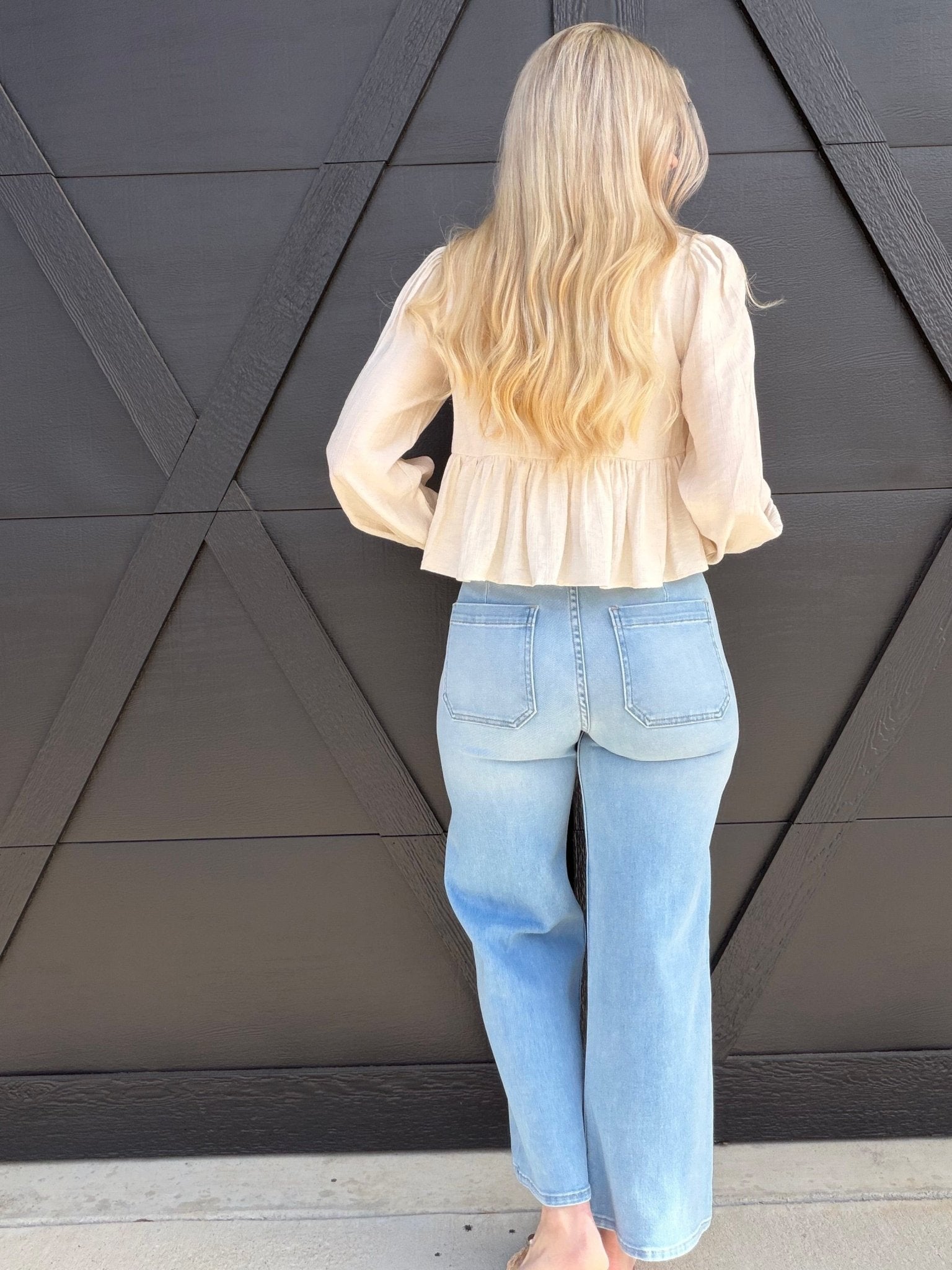L.T.J Front Patch Pocket Wide Leg Jean In Light - Infinity Raine