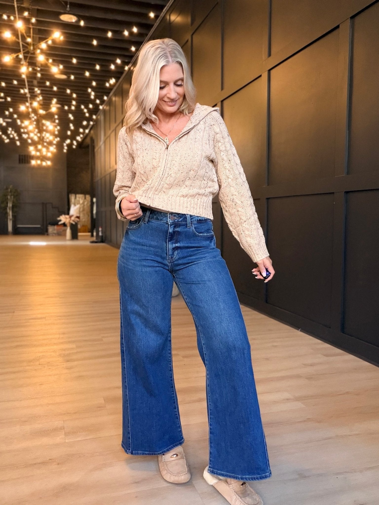 L.T.J. Medium Super Wide Leg Jeans with Twisted Side Seam - Infinity Raine