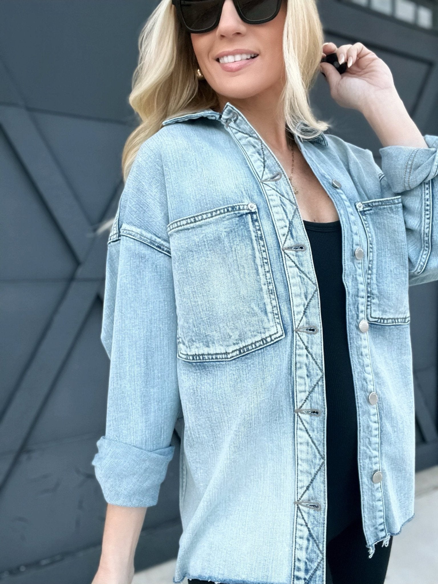 L.T.J Oversized Shacket-Light Denim - Infinity Raine