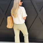 L.T.J Paola A-Line Wide Scissor Cut Jean In Matcha - Infinity Raine