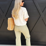 L.T.J Paola A-Line Wide Scissor Cut Jean In Matcha - Infinity Raine