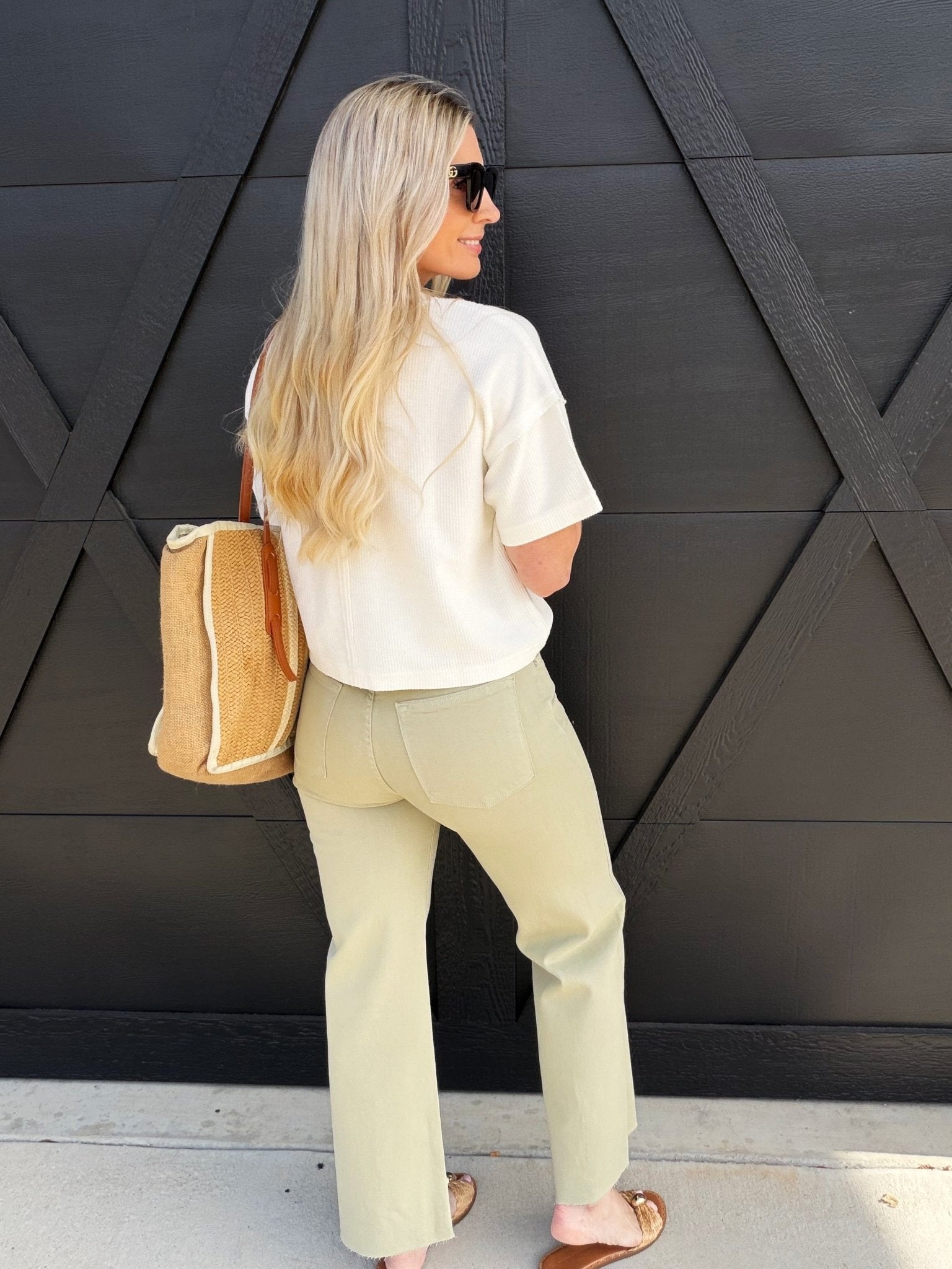 L.T.J Paola A-Line Wide Scissor Cut Jean In Matcha - Infinity Raine