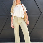 L.T.J Paola A-Line Wide Scissor Cut Jean In Matcha - Infinity Raine