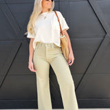 L.T.J Paola A-Line Wide Scissor Cut Jean In Matcha - Infinity Raine