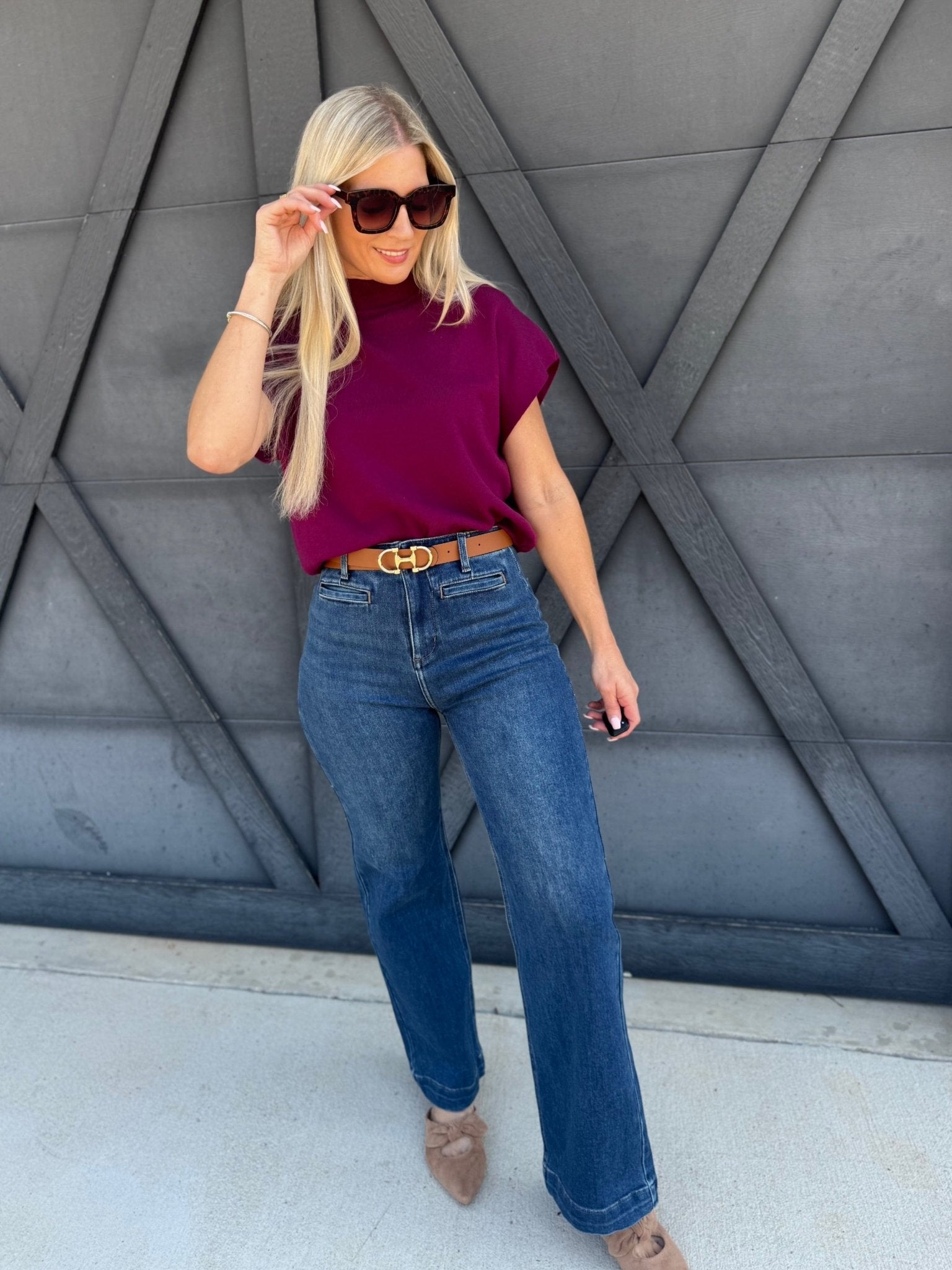 L.T.J Pintuck Wide Leg Jeans In Medium - Infinity Raine
