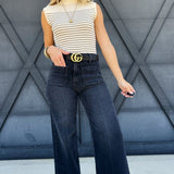 L.T.J Sailor Front Patch Pocket Jeans In Washed Black - Infinity Raine