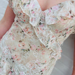 Lulus Dresses Lulus Bryson Ruffled Embroidered Sequin Maxi Dress In Ivory/Pink