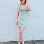 Lulus Dresses Lulus Carly Tie Strap Mini Dress In Sage