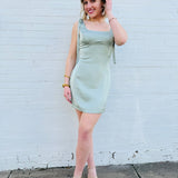 Lulus Dresses Lulus Carly Tie Strap Mini Dress In Sage