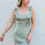 Lulus Dresses Lulus Carly Tie Strap Mini Dress In Sage