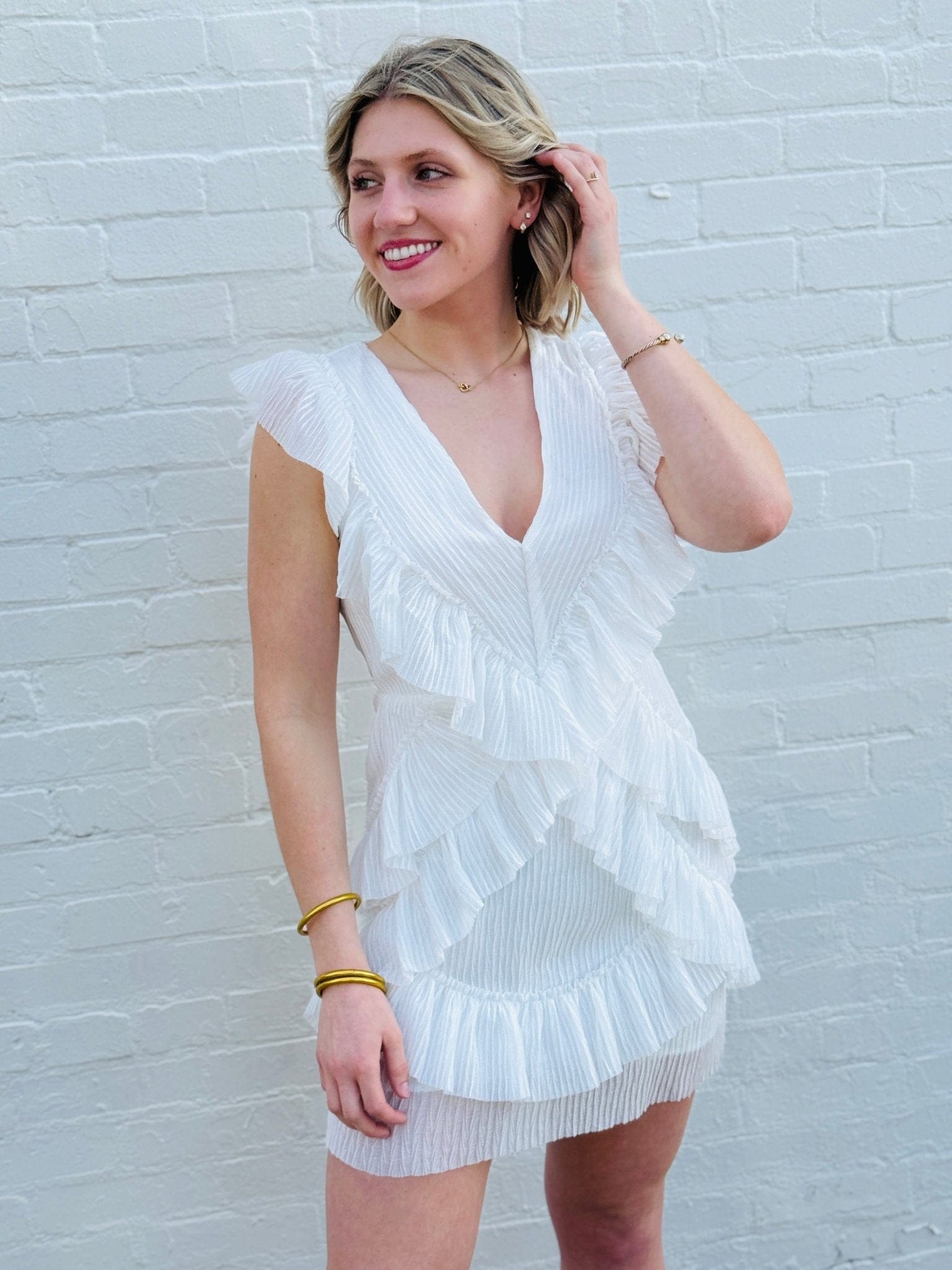 Lulus Dresses Lulus Nova Pleated Mini Dress In White