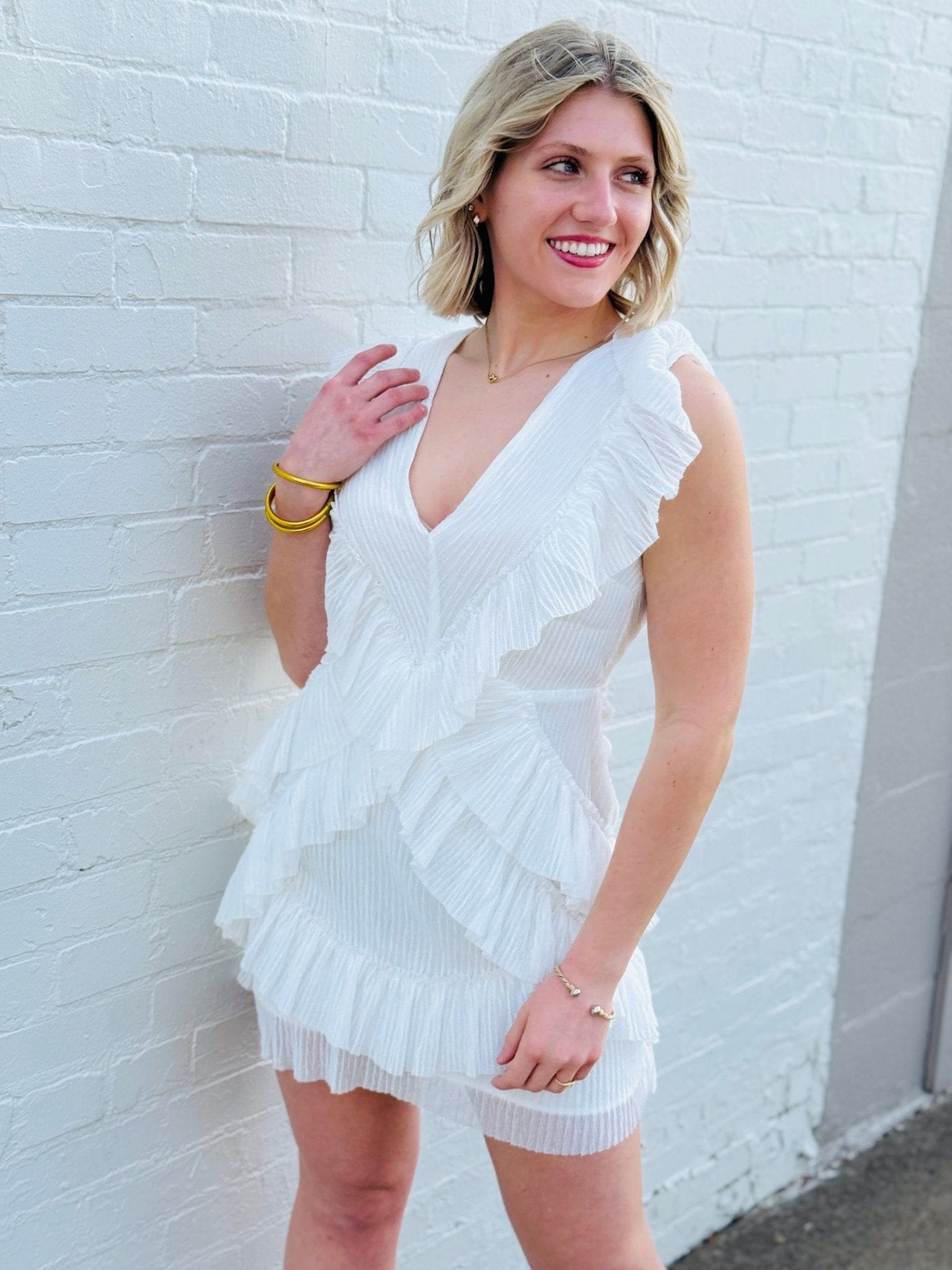 Lulus Dresses Lulus Nova Pleated Mini Dress In White