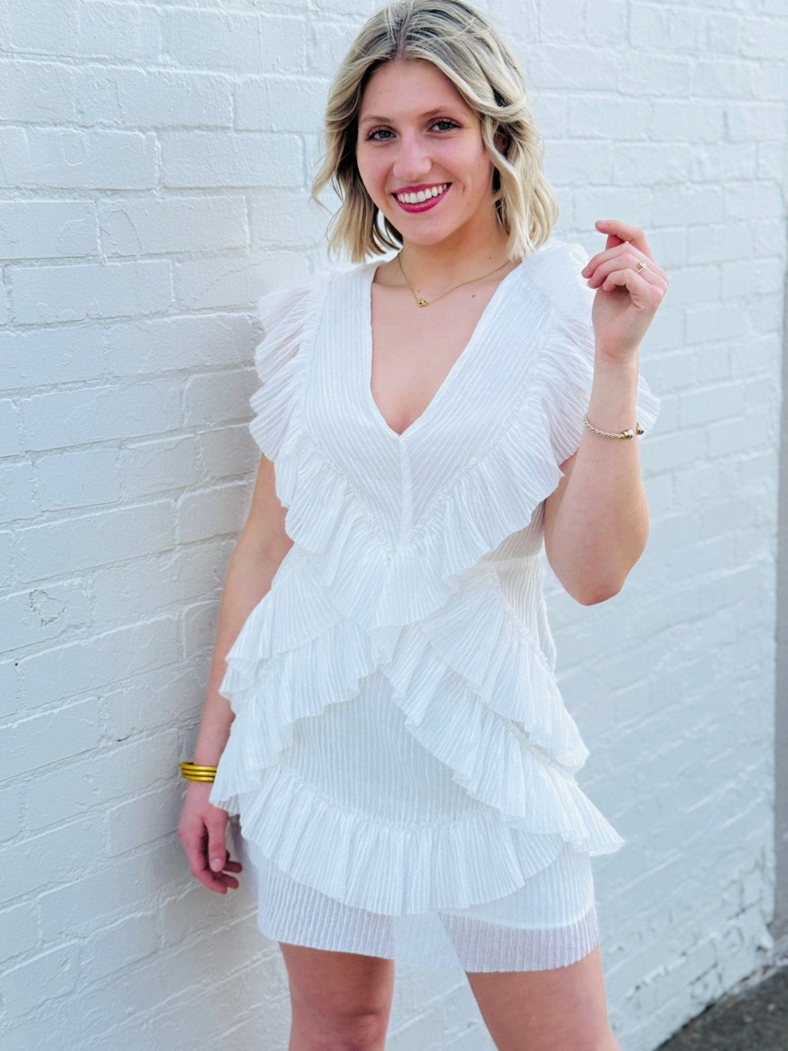 Lulus Dresses Lulus Nova Pleated Mini Dress In White