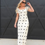 Lulus Keaton Polka Dot Puff Sleeve Maxi Dress In Ivory - Infinity Raine